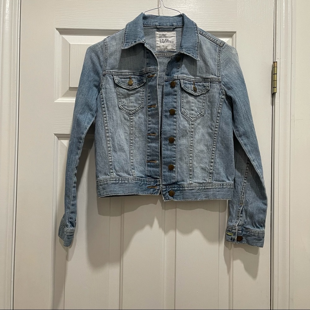 Future Favorites Womens Light Wash Denim Trucker Jacket Blue XS